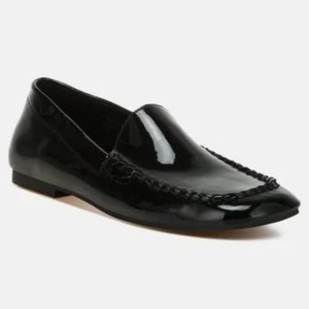 Corleone NWOT SZ 9.5 Black Pleather Stacked Heel Loafers Academia Preppy Staple